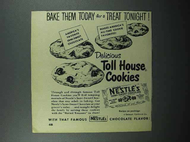 1950 Nestle's Chocolate Ad - Toll House Cookies - £14.45 GBP