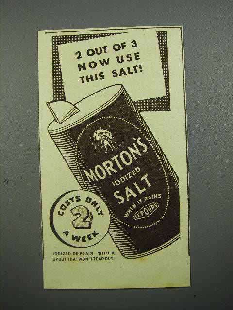Primary image for 1936 Morton's Iodized Salt Ad - 2 out of 3 Use