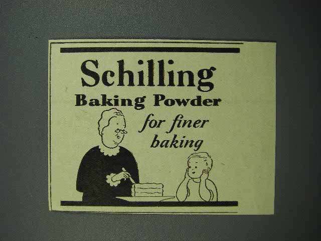 1936 Schilling Baking Powder Ad - Finer Baking - $18.49