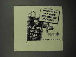 1941 Morton&#39;s Iodized Salt Ad - Blue and Yellow - £14.46 GBP