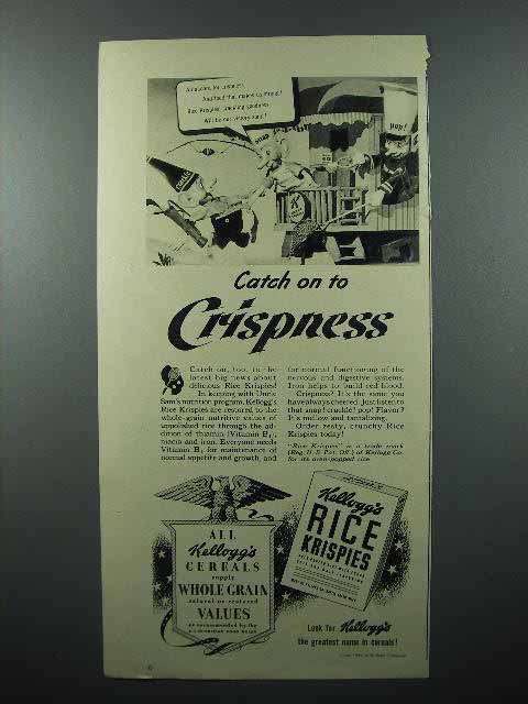 1942 Kellogg's Rice Krispies Cereal Ad - Catch On To - $18.49