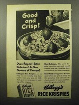 1944 Kellogg's Rice Krispies Cereal Ad - Good and Crisp - $18.49