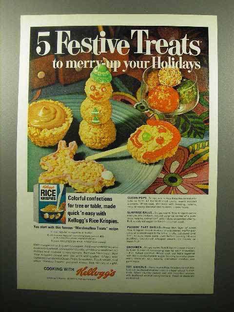 1970 Kellogg's Rice Krispies Cereal Ad - Festive Treats - $18.49