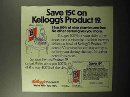 1982 Kellogg's Product 19 Cereal Ad - Save - $18.49