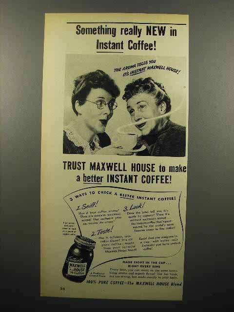Primary image for 1947 Maxwell House Instant Coffee Ad - Something New