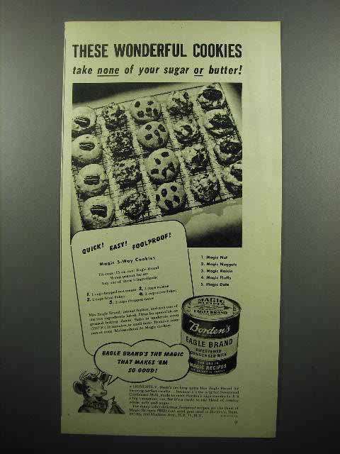 1945 Borden's Eagle Condensed Milk Ad - Cookies - £14.50 GBP