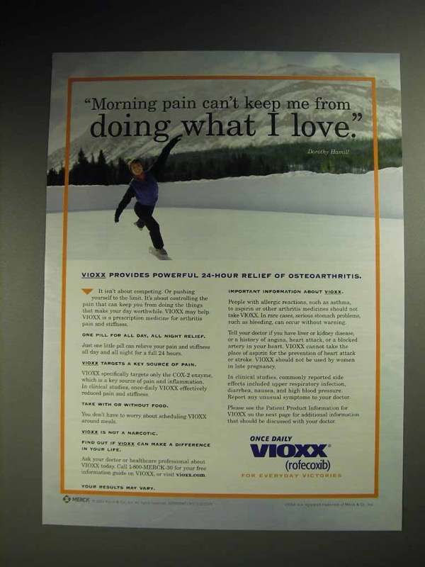 Primary image for 2004 Merck Vioxx Ad w/ Dorothy Hamill - What I Love