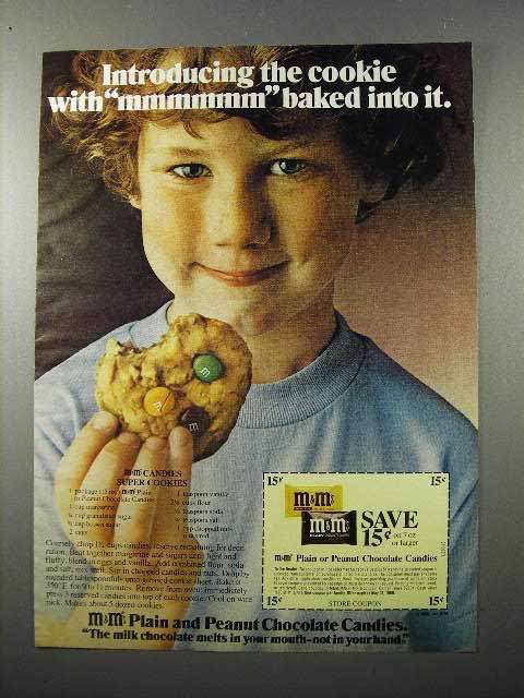 1979 M&M's Candy Ad - Cookie With mmmmmm Baked into - $18.49