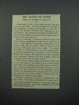 1913 Postum Grape-Nuts Cereal Ad - Dr. Talks on Food - £14.76 GBP