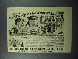 1941 Quaker Puffed Wheat and Rice Cereal Ad - Sparkles - £14.73 GBP