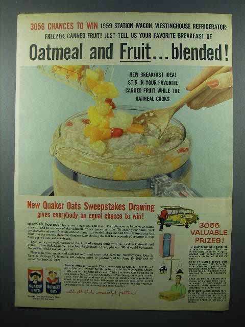1959 Quaker Oats Ad - Oatmeal and Fruit Blended - $18.49