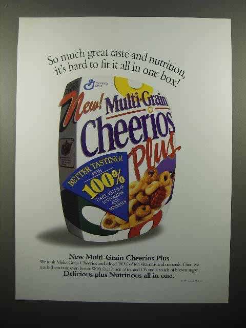 1997 General Mills Multi-Grain Cheerios Plus Cereal Ad - $18.49