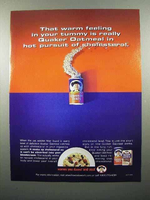 2000 Quaker Oats Ad - Hot pursuit of Cholesterol - $18.49