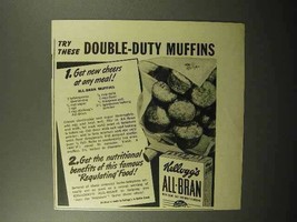 1943 Kellogg&#39;s All-Bran Cereal Ad - Double-Duty Muffins - £14.78 GBP