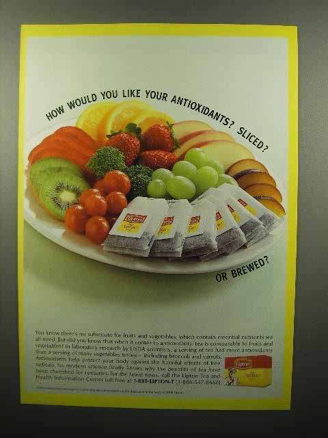 1999 Lipton Tea Ad - Antioxidants Sliced or Brewed? - $18.49