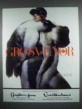 1988 Grosvenor Coyote Coat With White Fox Scarf Ad - $18.49