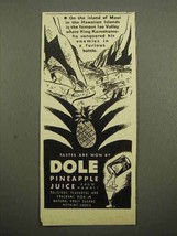 1939 Dole Pineapple Juice Ad - Hawaii Maui Lao Valley - $18.49