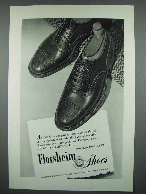 1946 Florsheim Shoes Ad - One Pair Must do Job of Two - $18.49