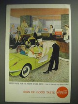 1958 Coca-Cola Soda Ad - Happy Pause - Corvette - $18.49