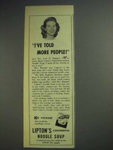 1943 Lipton's Continental Noodle Soup Ad - Told People - £14.45 GBP