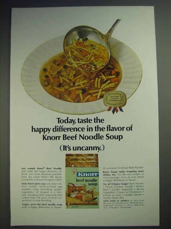 1964 Knorr Beef Noodle Soup Ad - The Happy Difference - $18.49
