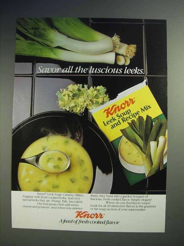 1986 Knorr Leek Soup and Recipe Mix Ad - Savor - $18.49