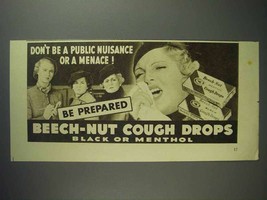 1937 Beech-Nut Cough Drops Ad - Don't Be a Menace - $18.49