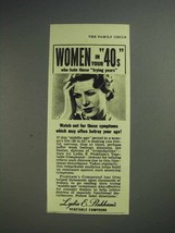 1942 Lydia E. Pinkham's Vegetable Compound Ad - Women - $18.49