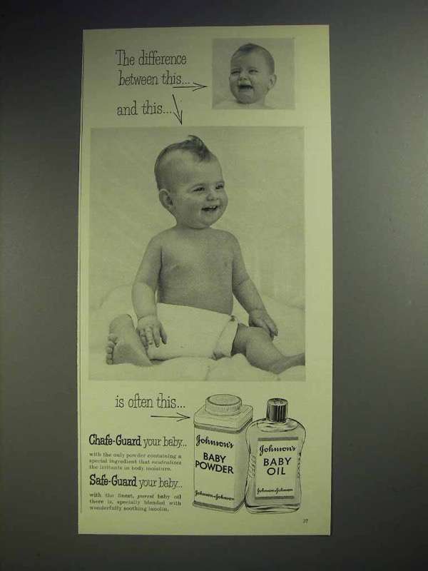 Primary image for 1956 Johnson's Baby Powder & Baby Oil Ad