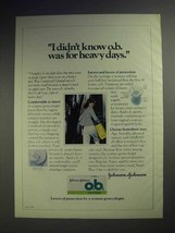 1979 Johnson's o.b. Tampon Ad - For Heavy Days - $18.49