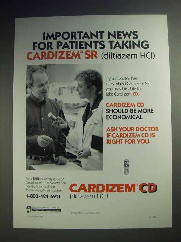1992 Marion Merrell Dow Cardizem CD Medicine Ad - $18.49