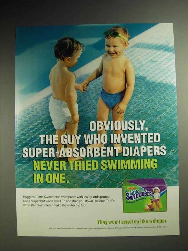 Primary image for 2001 Huggies Little Swimmers Diapers Ad - Swimming
