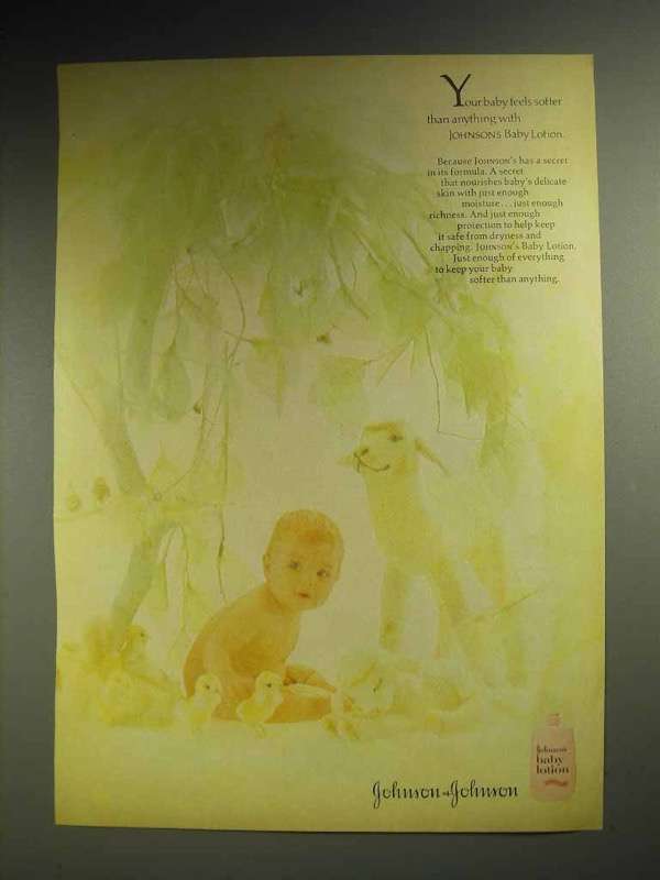 1970 Johnson's Baby Lotion Ad - Softer Than Anything - $18.49