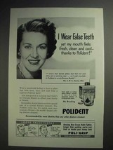 1949 Polident Ad - I Wear False Teeth - £14.46 GBP