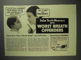1939 Polident Ad - False Teeth Worst Breath Offenders - £14.46 GBP