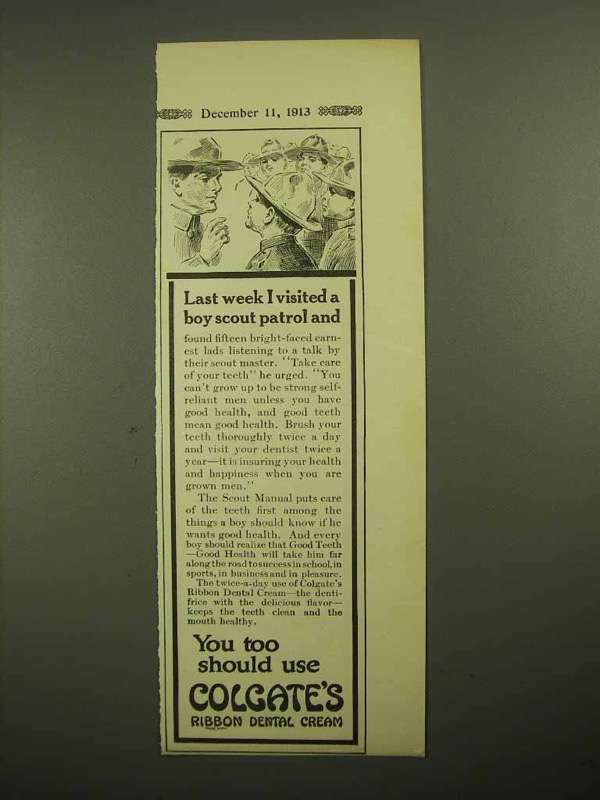 1913 Colgate's Ribbon Dental Cream Toothpaste Ad - $18.49