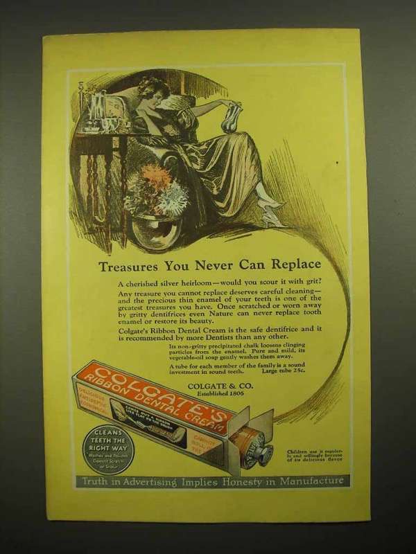 1923 Colgate's Ribbon Dental Cream Toothpaste Ad - You Can Never Replace - $18.49