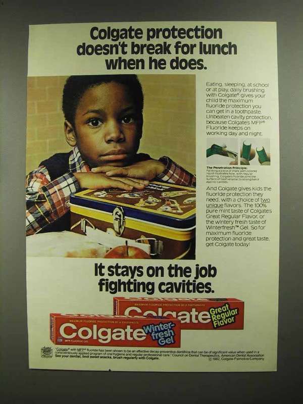 1982 Colgate Toothpaste Ad - Doesn't Break for Lunch - $18.49