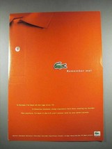 1997 Lacoste Shirt Fashion Ad - Remember Me? - $18.49