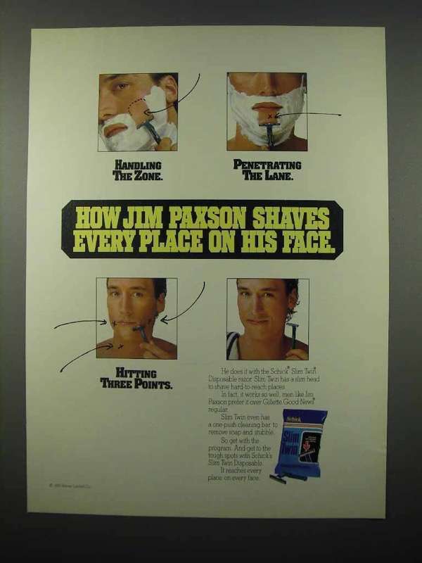 1990 Schick Slim Twin Disposable Razor Ad - Jim Paxson - $18.49