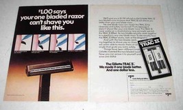 1973 Gillette Trac II Razor Ad - One Bladed Can&#39;t Shave Like This - £14.78 GBP