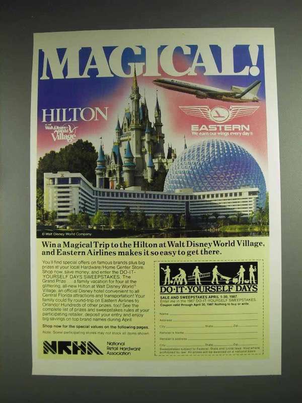 1987 Hilton at Walt Disney World Village Hotel Ad - £14.61 GBP