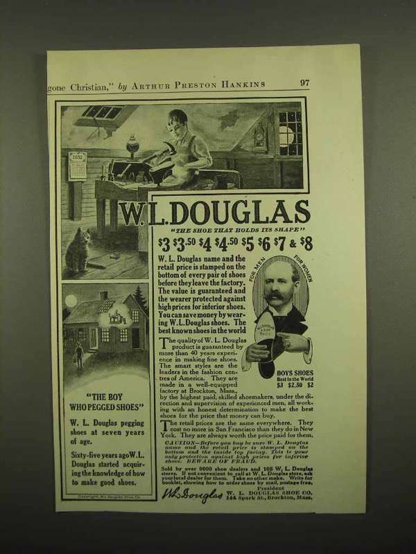 1918 W.L. Douglas Shoe Ad - The Boy Who Pegged Shoes - $18.49