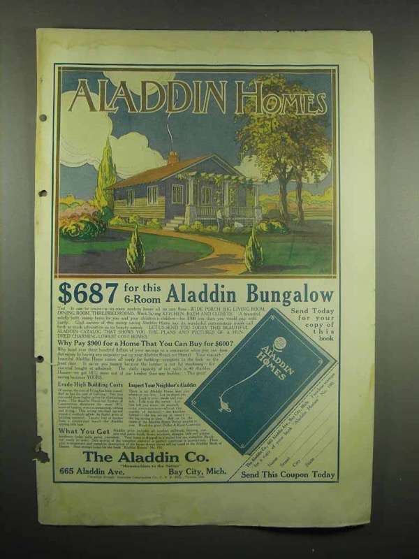 1917 Aladdin Homes Ad - $687 for 6-Room Bungalow - $18.49