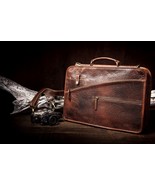 KALATING Personalized Handmade Real Leather Mens Briefcase Laptop Bag 15... - $189.00