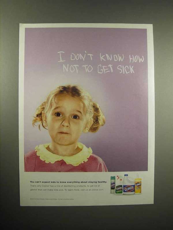 Primary image for 2005 Clorox Bleach Ad - How Not to Get Sick