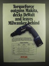 1992 Ryobi TorqueForce Cordless Driver / Drill Ad - $18.49