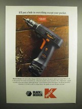 1992 Black &amp; Decker 3/8-inch Cordless Ranger Drill Ad - £14.82 GBP