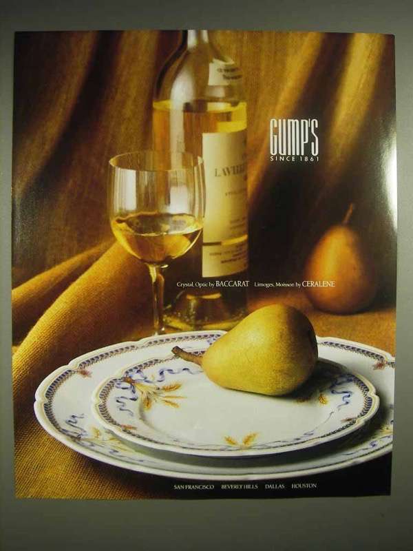 Primary image for 1988 Gump's Ad - Baccarat Optic Crystal, Ceralene