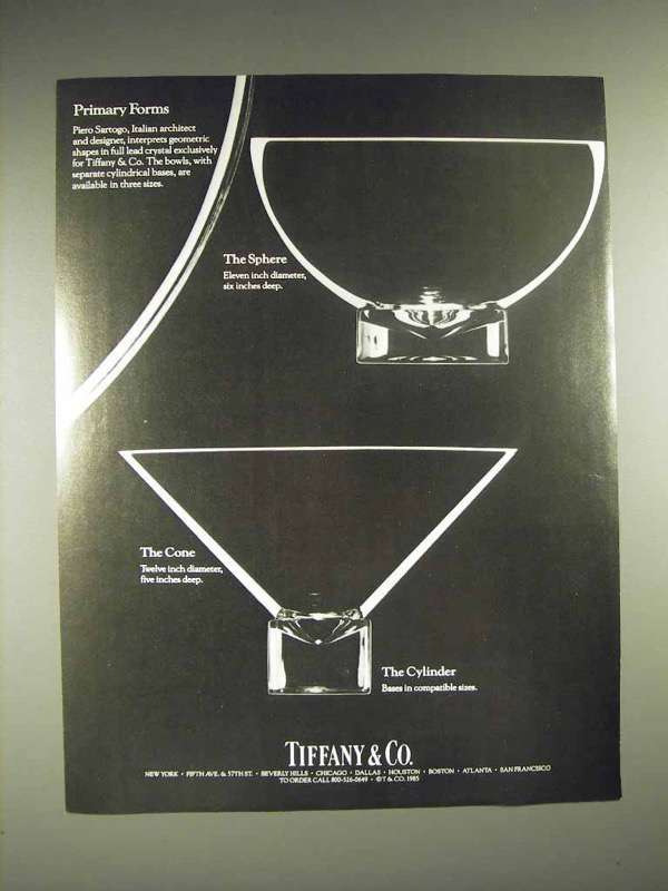 1985 Tiffany & Co. Crystal Ad - The Sphere, The Cone - $18.49